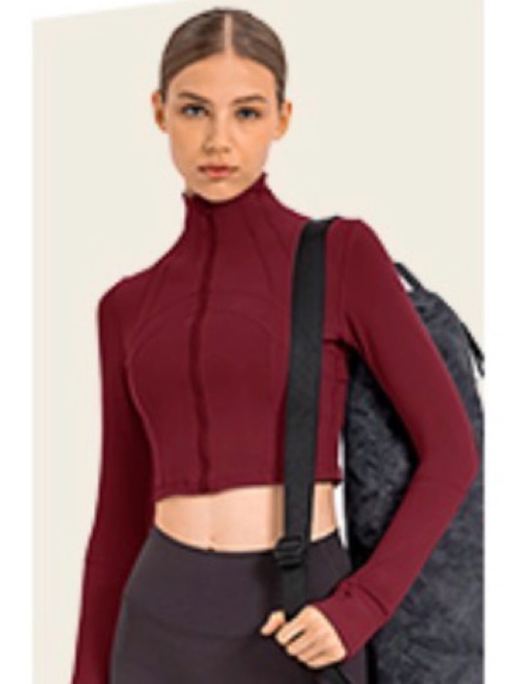 Red Cropped Define Style Workout Jacket Full Zip Athletic